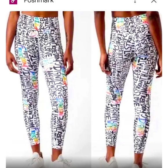 Athleta Pants - ATHLETA PRIDE COLLECTION GRAFFITI ELATION TRAIN 7/8 Tight Leggings White Small